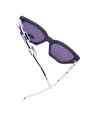 Γυαλιά Ηλίου Cat Eye με Σκελετό Ασημί Αλυσίδα & Φακό UV 400 Protection