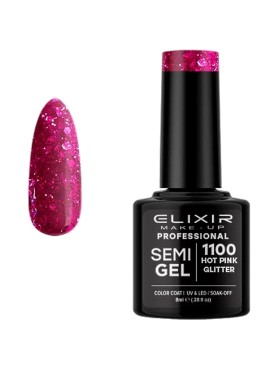 ELIXIR SEMI GEL PRO N. 1100 HOT PINK GLITTER UV & LED 8ML