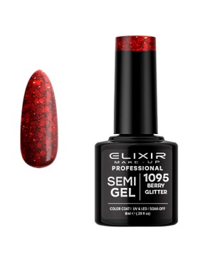 ELIXIR SEMI GEL PRO N. 1095 BERRY GLITTER UV & LED 8ML