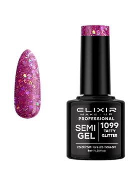 ELIXIR SEMI GEL PRO N. 1099 TAFFY GLITTER UV & LED 8ML