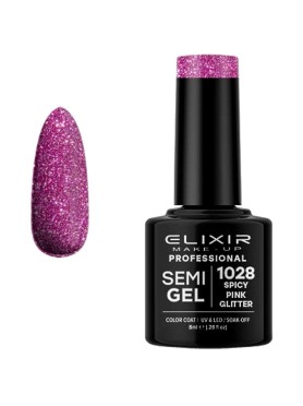 ELIXIR SEMI GEL PRO N. 1028 SPICY PINK GLITTER UV & LED 8ML