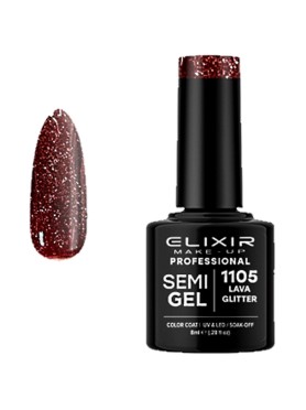 ELIXIR SEMI GEL PRO N. 1105 LAVA GLITTER UV & LED 8ML