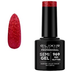 ELIXIR SEMI GEL PRO N. 969 RED GLITTER UV & LED 8ML