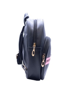 Παιδική Μαύρη Τσάντα Πλάτης Backpack με Ροζ Λεπτομέρειες