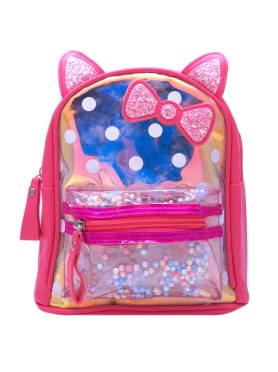 Φούξια Παιδική Τσάντα Backpack με Αυτάκια & Φιόγκο