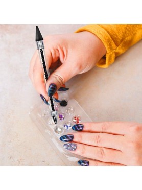 Στυλό Nail Art με Διακοσμητικά Διαμάντια Διπλής Όψης