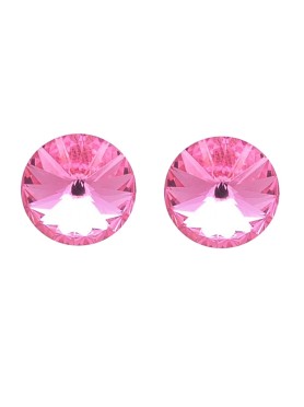 Καρφωτά Σκουλαρίκια με Ροζ Κρυστάλλους