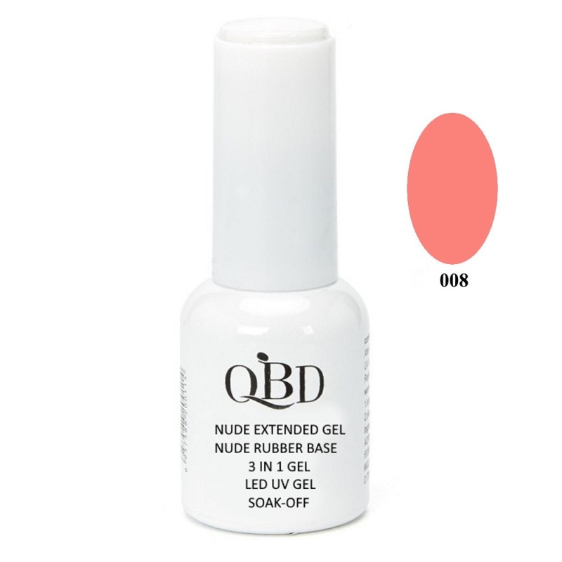 QBD Rubber Base N. 008 Nude Extended Gel 3 In 1 Gel LED & UV 12ml QBD Rubber Base N. 008 Nude Extended Gel 3 In 1 Gel LED & UV 12ml