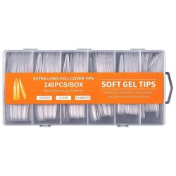 240 Extra Long Full Cover Soft Gel Tips 12 Sizes Orange