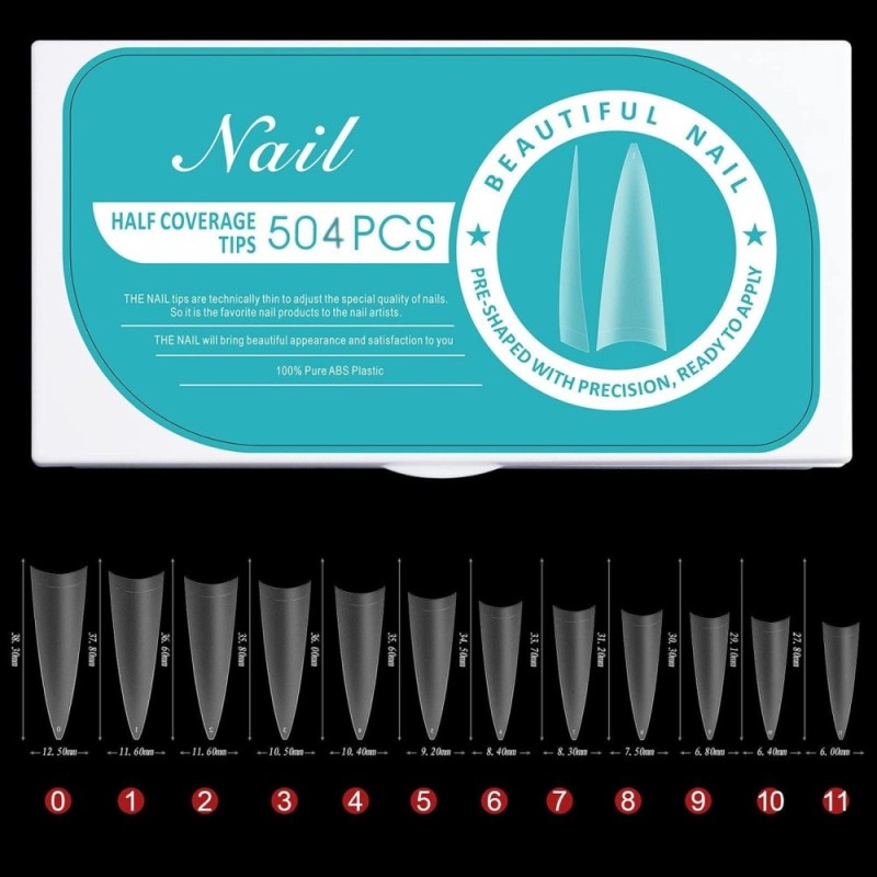 504 Matte Nail Half Coverage Tips Stiletto 504 Matte Nail Half Coverage Tips Stiletto