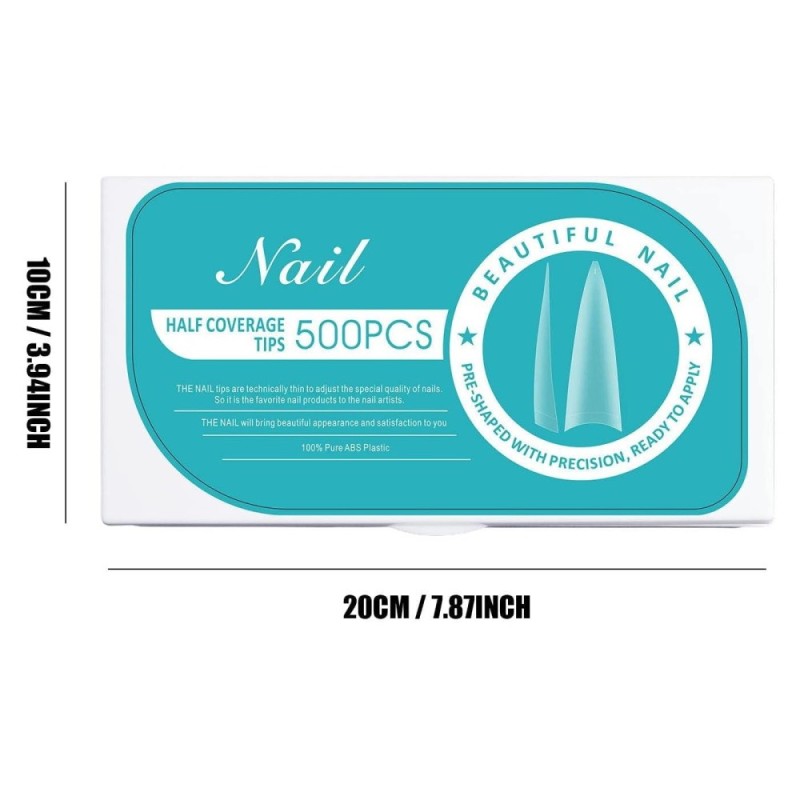 504 Matte Nail Half Coverage Tips Stiletto 504 Matte Nail Half Coverage Tips Stiletto