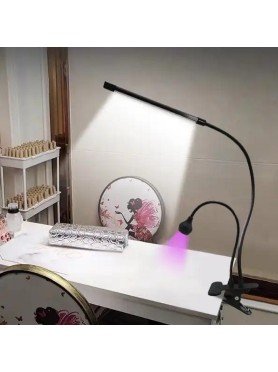Εύκαμπτο Διπλό Φωτιστικό με Λάμπα UV & LED και Clip Στερέωσης