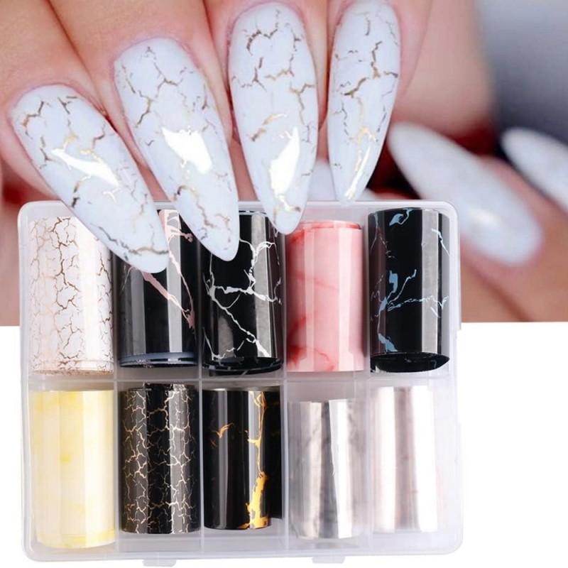Σετ 10 Foil Stickers Διακόσμησης Νυχιών Marble Σετ 10 Foil Stickers Διακόσμησης Νυχιών Marble