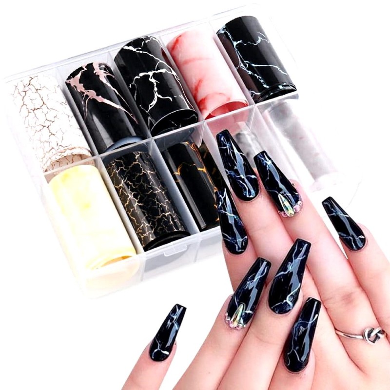 Σετ 10 Foil Stickers Διακόσμησης Νυχιών Marble Σετ 10 Foil Stickers Διακόσμησης Νυχιών Marble
