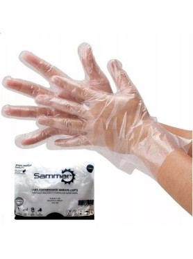100 Διαφανή Γάντια Πολυαιθυλενίου (HDPE) Χωρίς Πούδρα SAMMAR