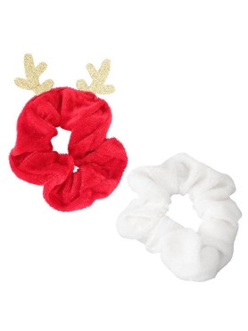 Σετ 2 Βελούδινα Christmas Antlers Scrunchies