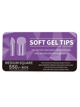550 Medium Square Soft Gel Tips 11 Sizes