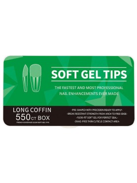 550 Long Coffin Soft Gel Tips 11 Sizes