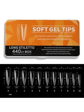 440 Long Stiletto Soft Gel Tips 11 Sizes