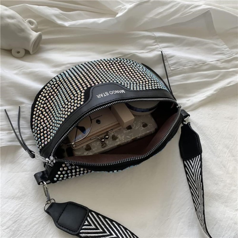 Μαύρο Bum Bag με Στρας & Αποσπώμενο Πορτοφολάκι Μαύρο Bum Bag με Στρας & Αποσπώμενο Πορτοφολάκι