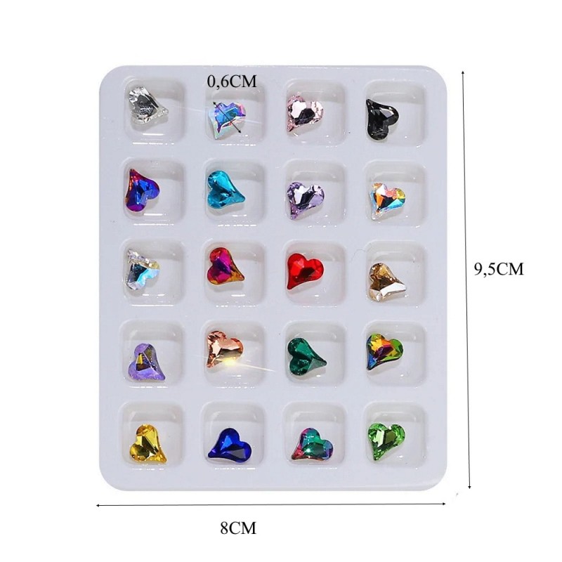 Σετ 20 Colorful 3D Heart Rhinestones Σετ 20 Colorful 3D Heart Rhinestones