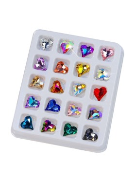Σετ 20 Colorful 3D Heart Rhinestones