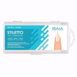 240 Soft Gel Tips Isaia Stiletto Clear Soak Off Full Cover 12 Sizes