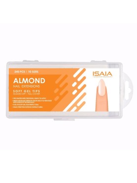 240 Soft Gel Tips Isaia Almond Clear Soak Off Full Cover 10 Sizes