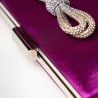 Μοβ Τσαντάκι Φάκελος Clutch με Strass Φιόγκο