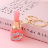 Μεταλλικό Χρυσαφί Μπρελόκ Lipstick με Strass & Γάντζο