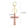 Μεταλλικό Χρυσαφί Μπρελόκ Big Rhinestone Cross με Γάντζο