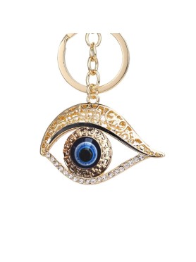 Μεταλλικό Χρυσαφί Blue Eye με Strass & Γάντζο