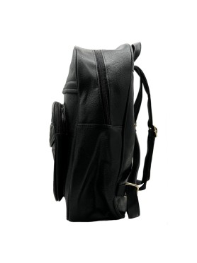 Μαύρη Τσάντα Πλάτης Backpack με Μπροστινές Θήκες