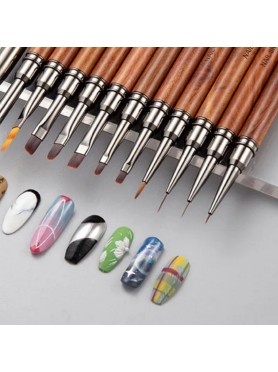 Σετ 12 Nail Art Brushes Wooden Handle σε Κασετίνα Σετ 12 Nail Art Brushes Wooden Handle σε Κασετίνα