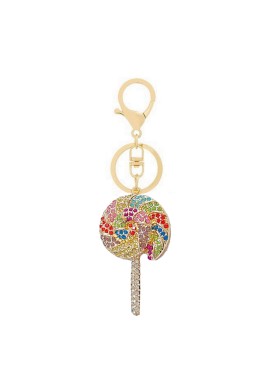 Μεταλλικό Χρυσαφί Μπρελόκ Lollipop με Strass & Γάντζο Μεταλλικό Χρυσαφί Μπρελόκ Lollipop με Strass & Γάντζο