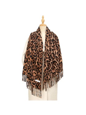 Animal Print Κασκόλ με Κρόσια
