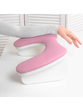 Premium U Shape Μαξιλάρι Στήριξης Manicure 100% Leather με Ξύλινη Βάση