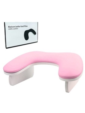 Premium U Shape Μαξιλάρι Στήριξης Manicure 100% Leather με Ξύλινη Βάση