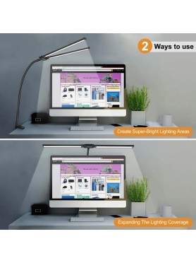 Φωτιστικό Γραφείου Dual-Bar LED με Εύκαμπτο Βραχίονα USB