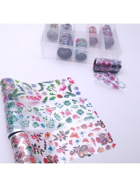 Κασετίνα με 10 Foil Stickers με Διάφορα Σχέδια & Λουλούδια
